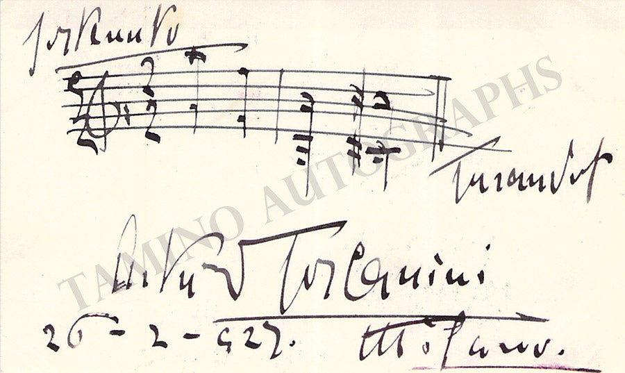 Arturo Toscanini Autograph Music Quote Turandot 1927 Tamino 0701