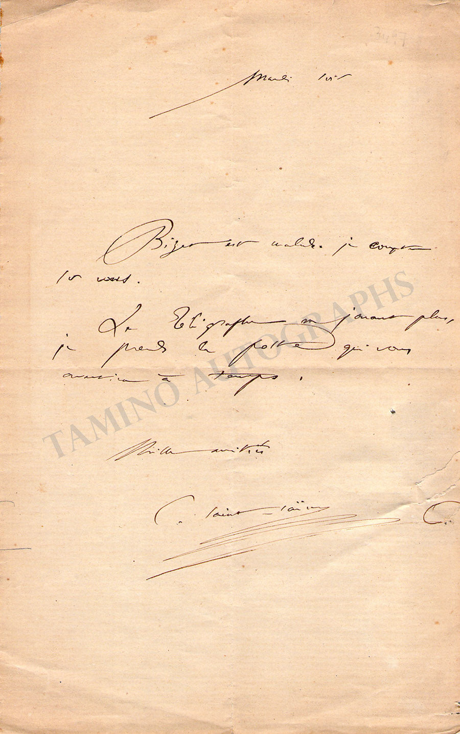 Camille Saint-Saens Autograph Photograph 1907 – Tamino