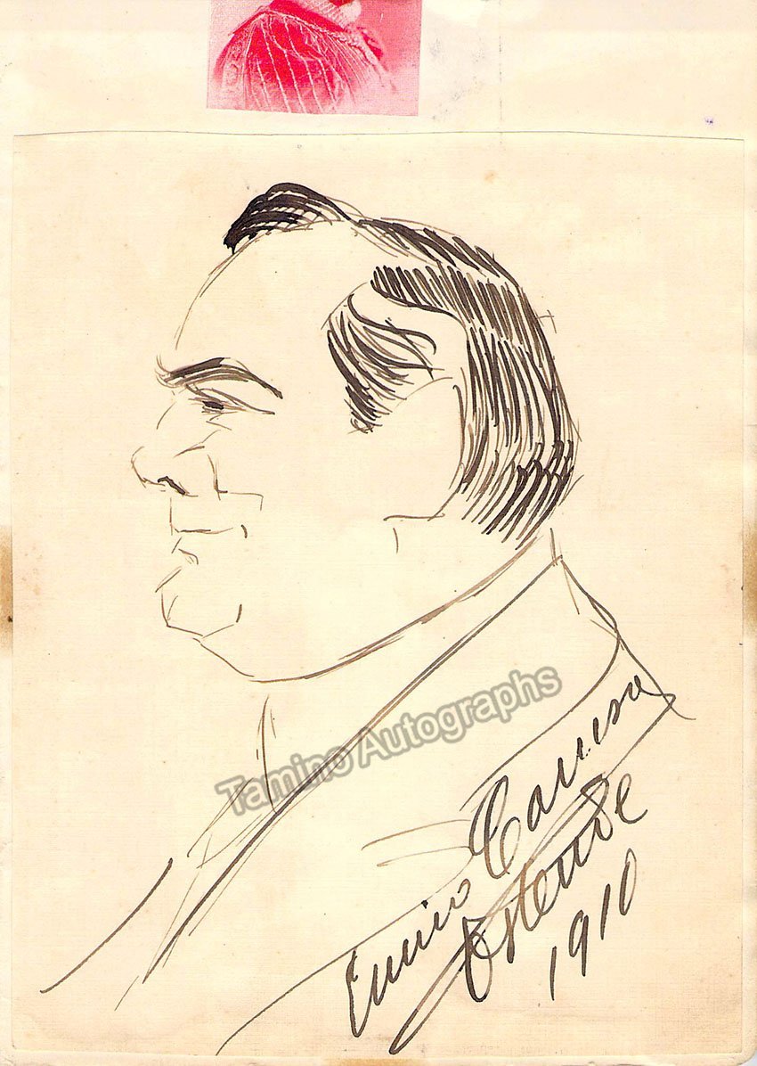 Caruso Enrico Signed Caricature of Himself 1910