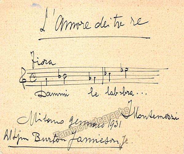 Italo Montemezzi Autograph Music Quote Signed 1931 Tamino 4743