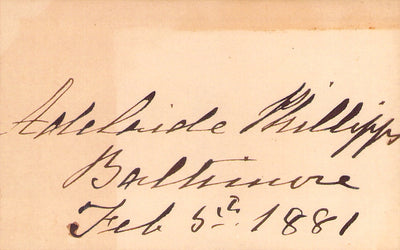 Phillipps, Adelaide - Signed Card 1881