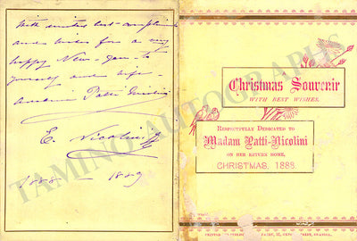 Patti, Adelina - Nicolini, Ernesto - Signed Christmas Card 1888