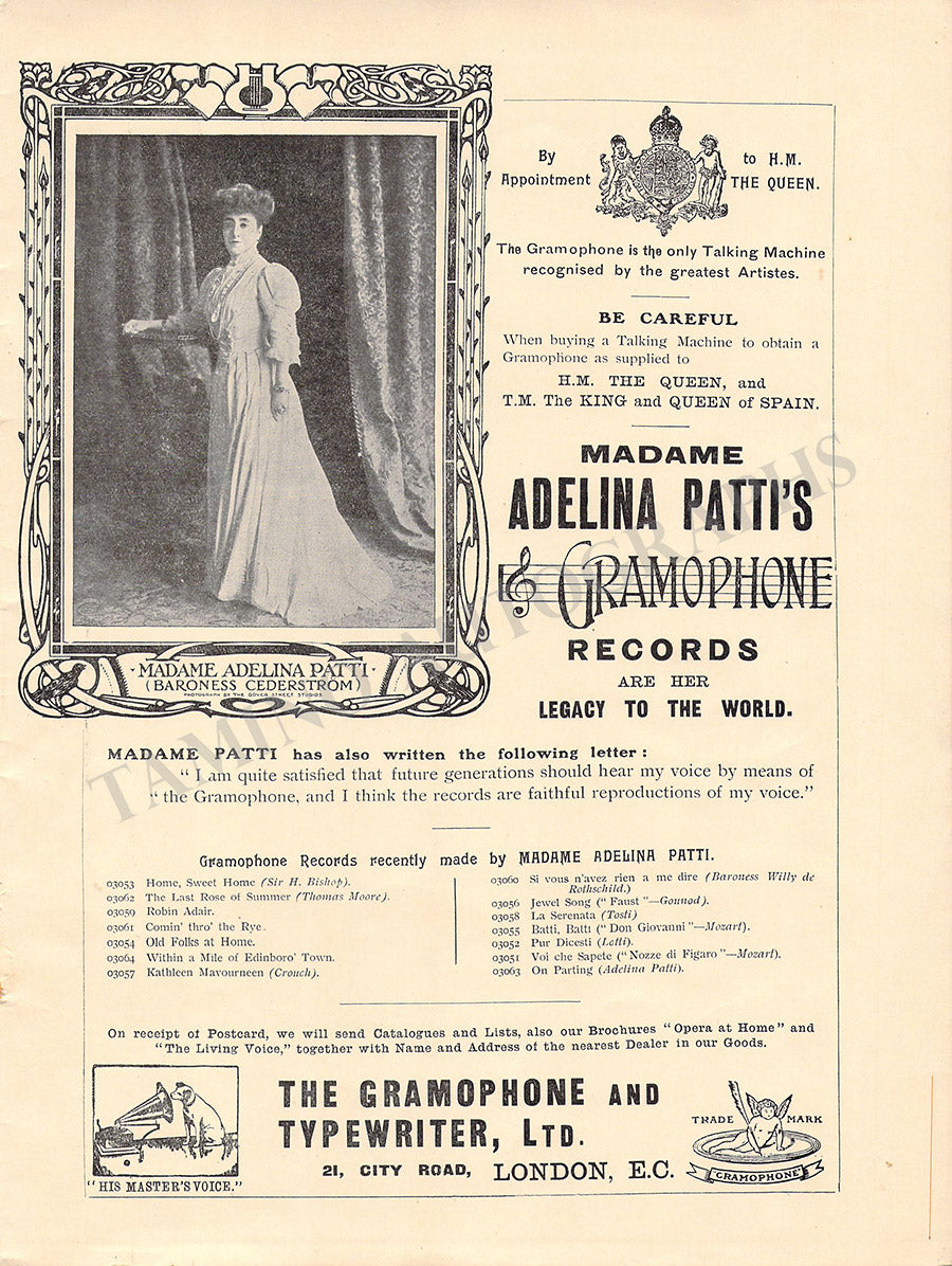 Adelina Patti Concert Program Dublin 1907 – Tamino