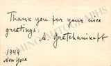 Gretchaninov, Alexander - Autograph Music Quote Signed 1948