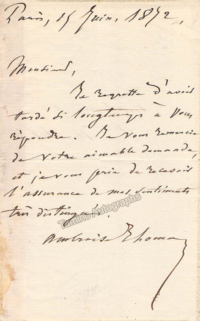 Autograph Note Signed (1872) & Photo