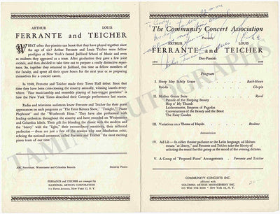 Ferrante, Arthur - Teicher, Louis - Signed Program New York 1959