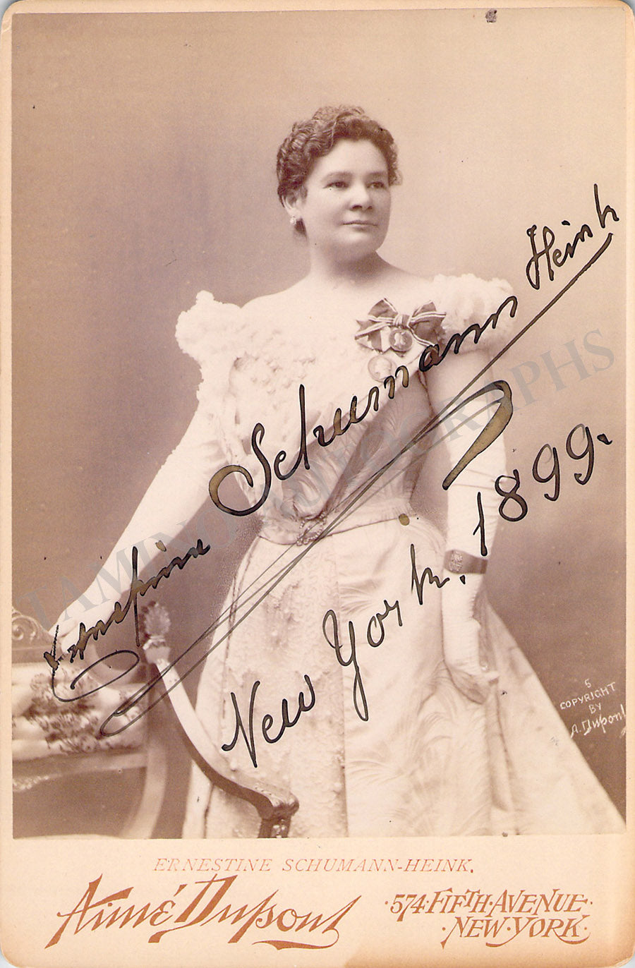 Ernestine Schumann-Heink Autograph Signed Cabinet Photo 1899 – Tamino