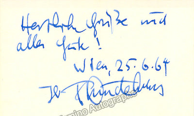 Wunderlich, Fritz - Signed Card 1964