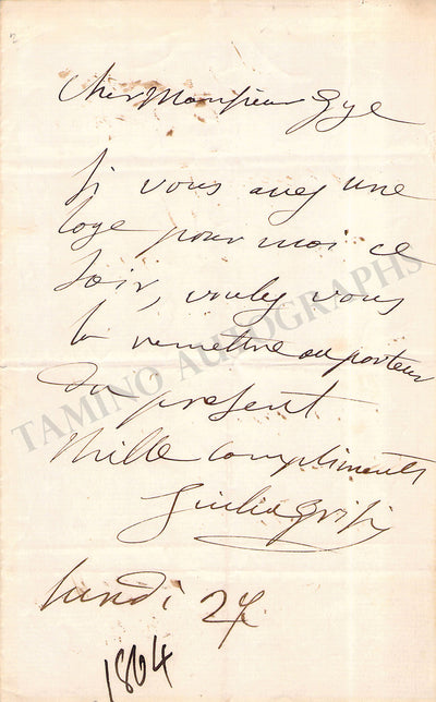 Autograph Note Signed (1864) & Print