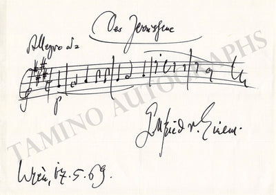 Autograph Music Quote Signed 1969