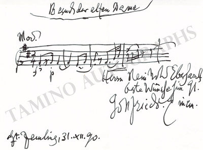 Autograph Music Quote Signed 1990