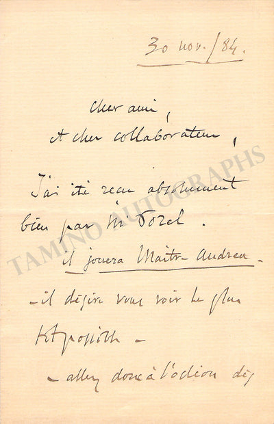 Autograph Note Signed (1884) & Business Card