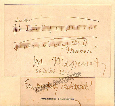 Signed Autograph Music Quote from Manon (1909)