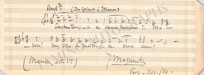 Signed Autograph Music Quote from Manon (1884)