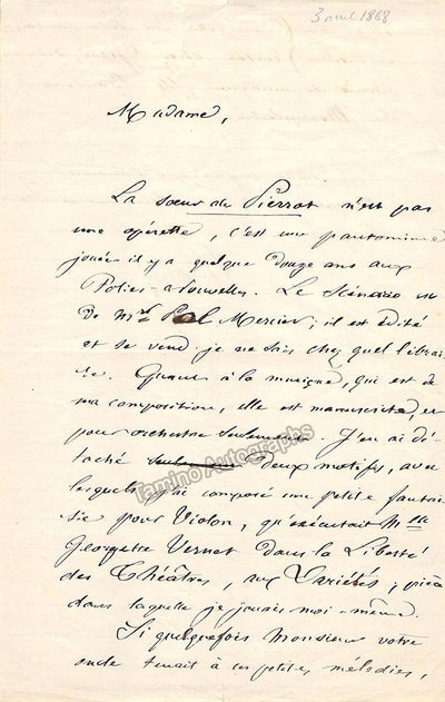 Autograph Letter Signed (1868)