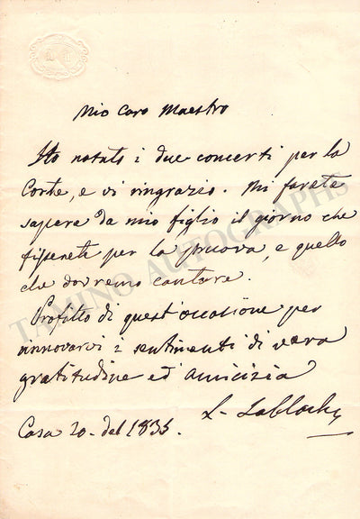 Autograph Letter Signed 1835