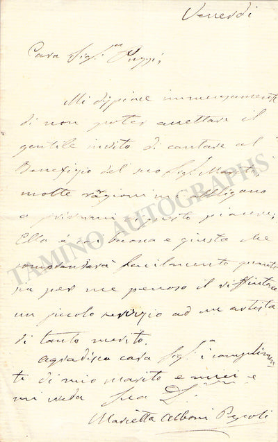 Alboni, Marietta - Autograph Letter Signed