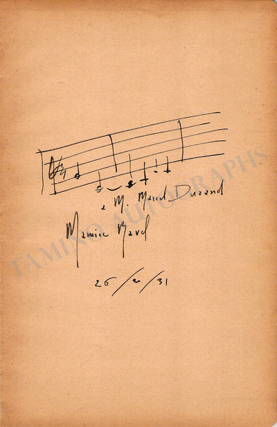 Autograph Music Quote Signed (1931)