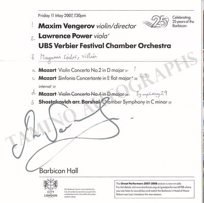 Vengerov, Maxim - Signed Program London 2007