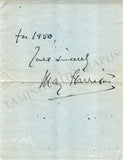 Harrison, May - Autograph Note Signed 1950