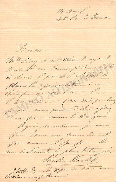 Viardot, Pauline - Autograph Letter Signed