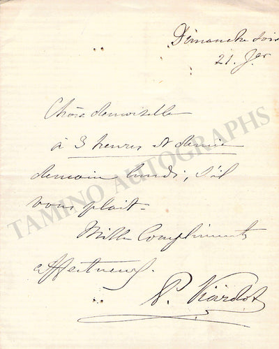 Viardot, Pauline - Autograph Note Signed + Photo