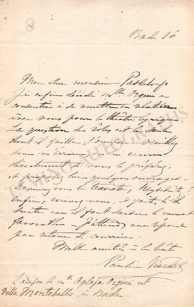 Viardot, Pauline - Autograph Letter Signed