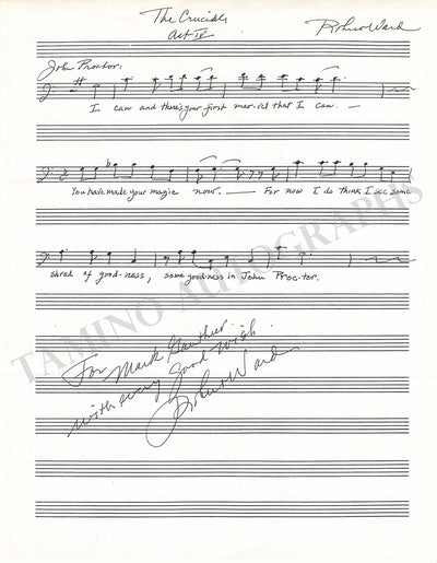 Ward, Robert - Autograph Music Quote Signed