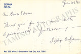 Delza, Sophia - Signed Card 1951