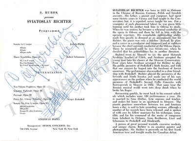 Richter, Sviatoslav - Signed Program