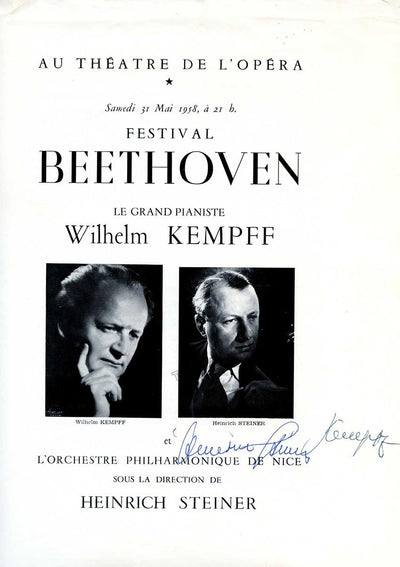 Kempff, Wilhelm - Steiner, Heinrich - Signed Large Program Nice, France 1958