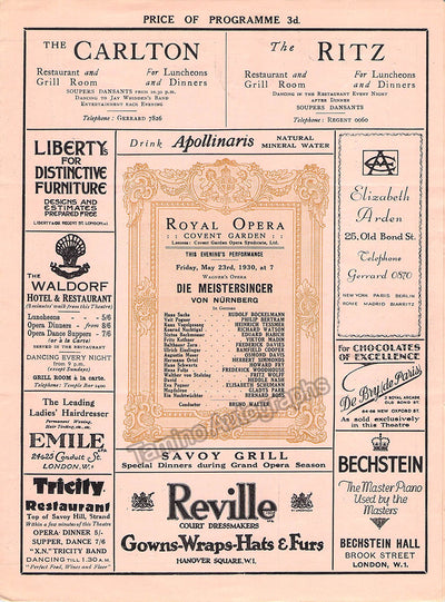 Walter, Bruno - Programs of Wagner Operas London 1924-1930