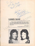 McRae, Carmen - Signed Photograph & Program