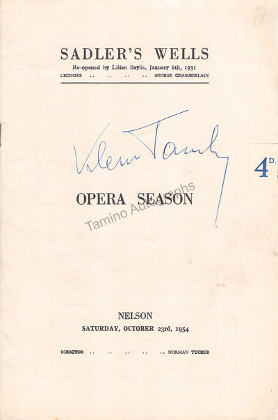 Ward, David - Tausky, Vilem - Signed Program "Nelson" London 1954