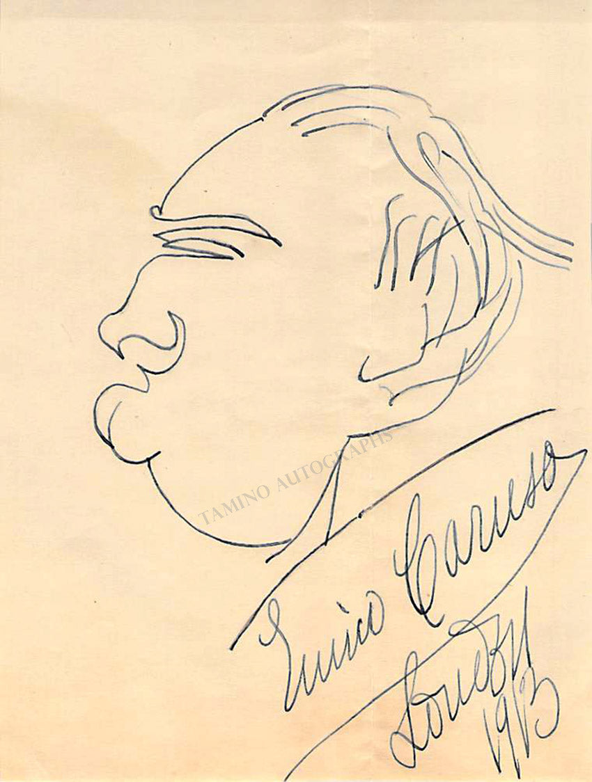 Caruso Enrico Signed Self Caricature 1913