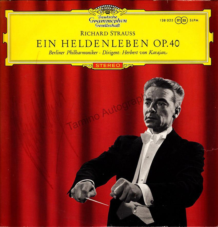 Herbert von Karajan Autograph Signed LP Record – Tamino