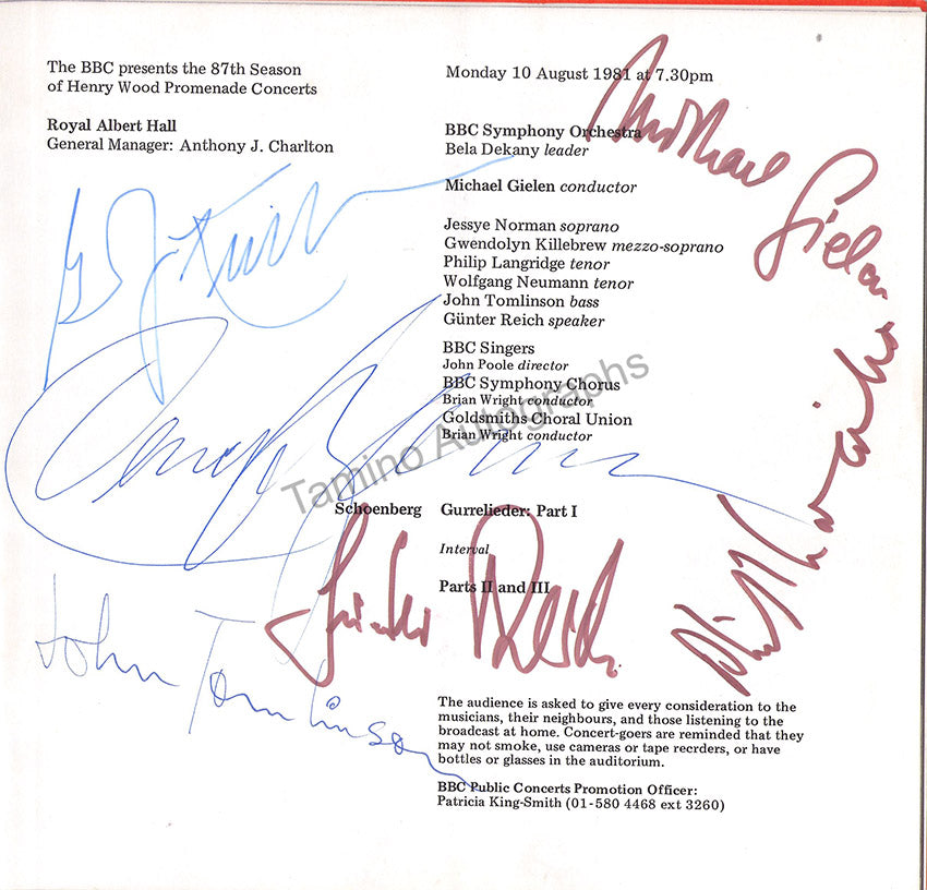 Jessye Norman Autograph Signed Program London 1981 – Tamino