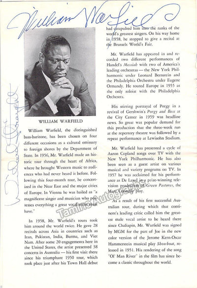 Warfield, William - Signed Program 1962