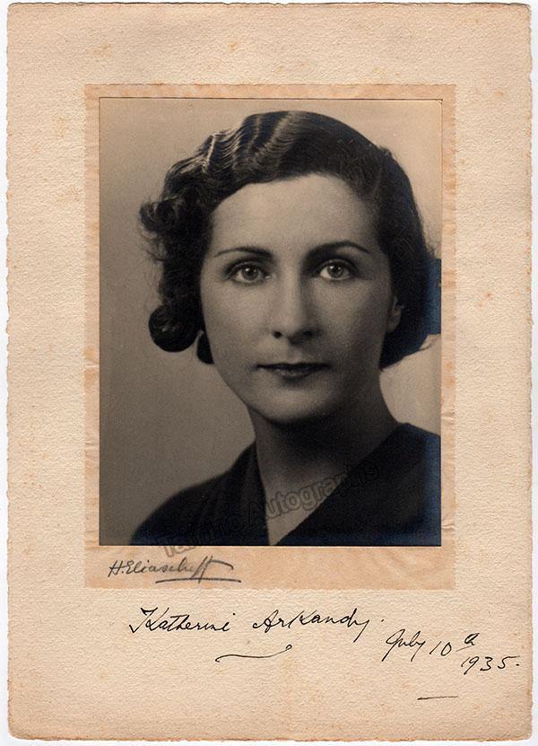 Katherine Arkandy Autographs Larger Size Photograph 1935 – Tamino
