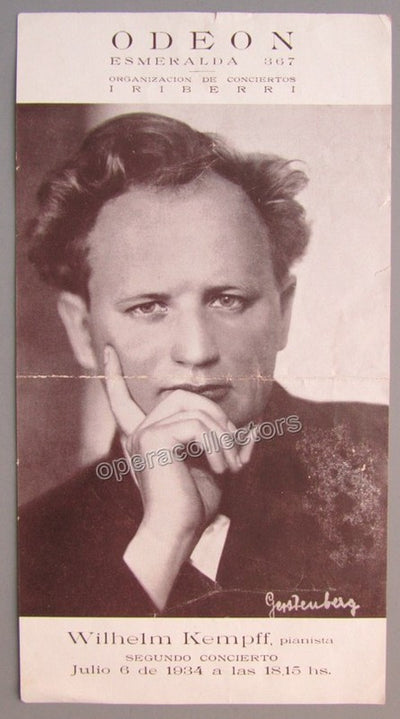 Kempff, Wilhelm - Playbill 1934