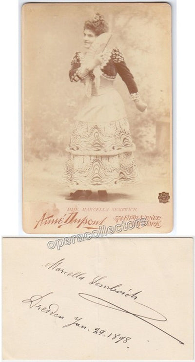 Sembrich, Marcella - Signed Card + Cabinet Photo as Rosina