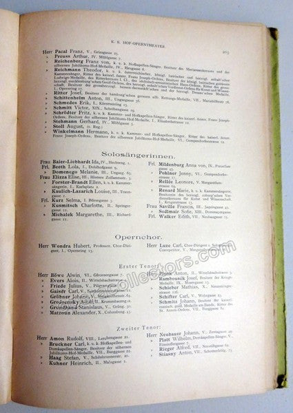 Wiener Theateralmanach 1900 - Overview of Opera & Concerts in Vienna 1 ...